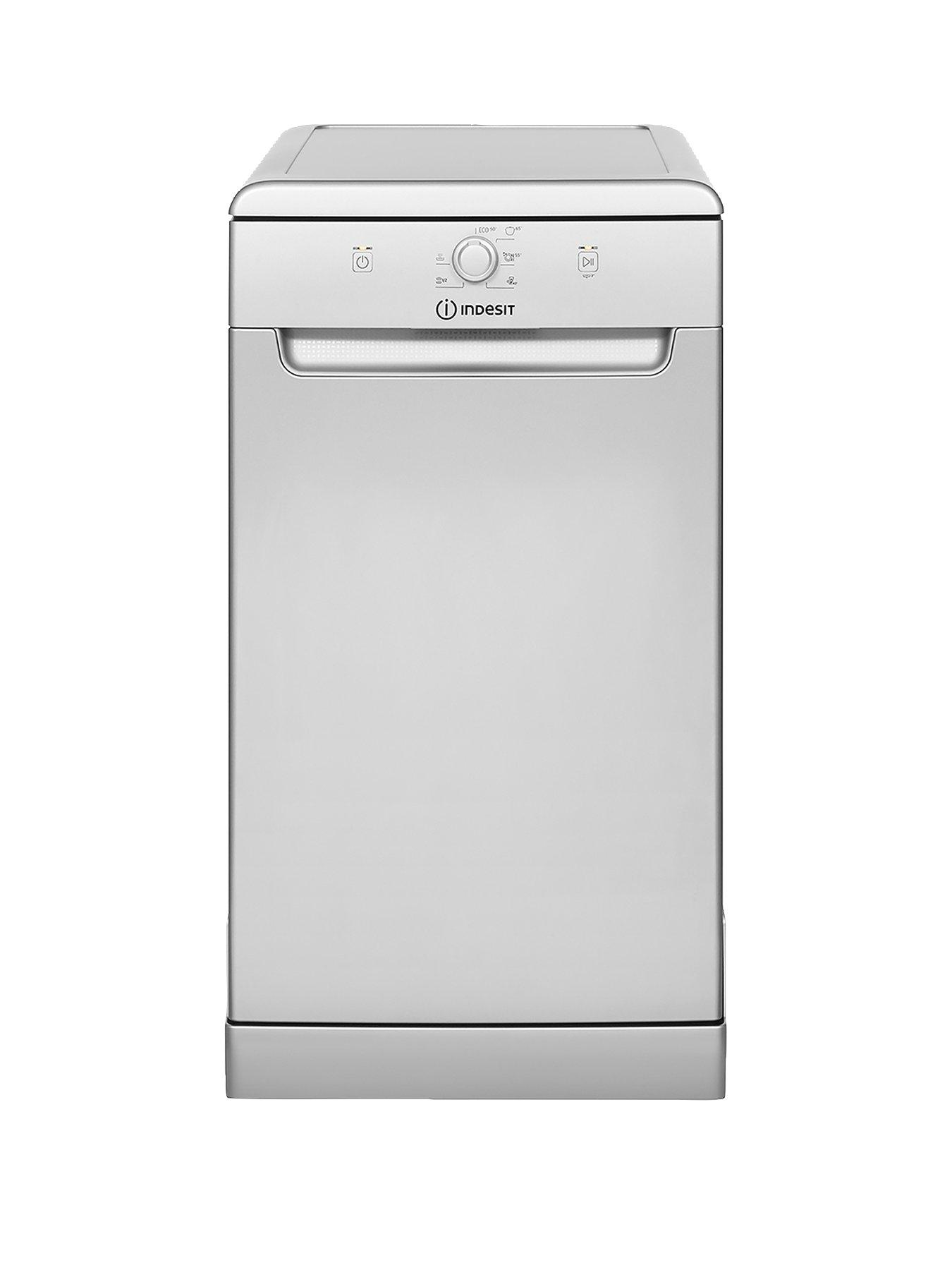 Indesit DSFE1B10SUKN 10-Place Slimline Dishwasher with Quick Wash - Silver  | very.co.uk