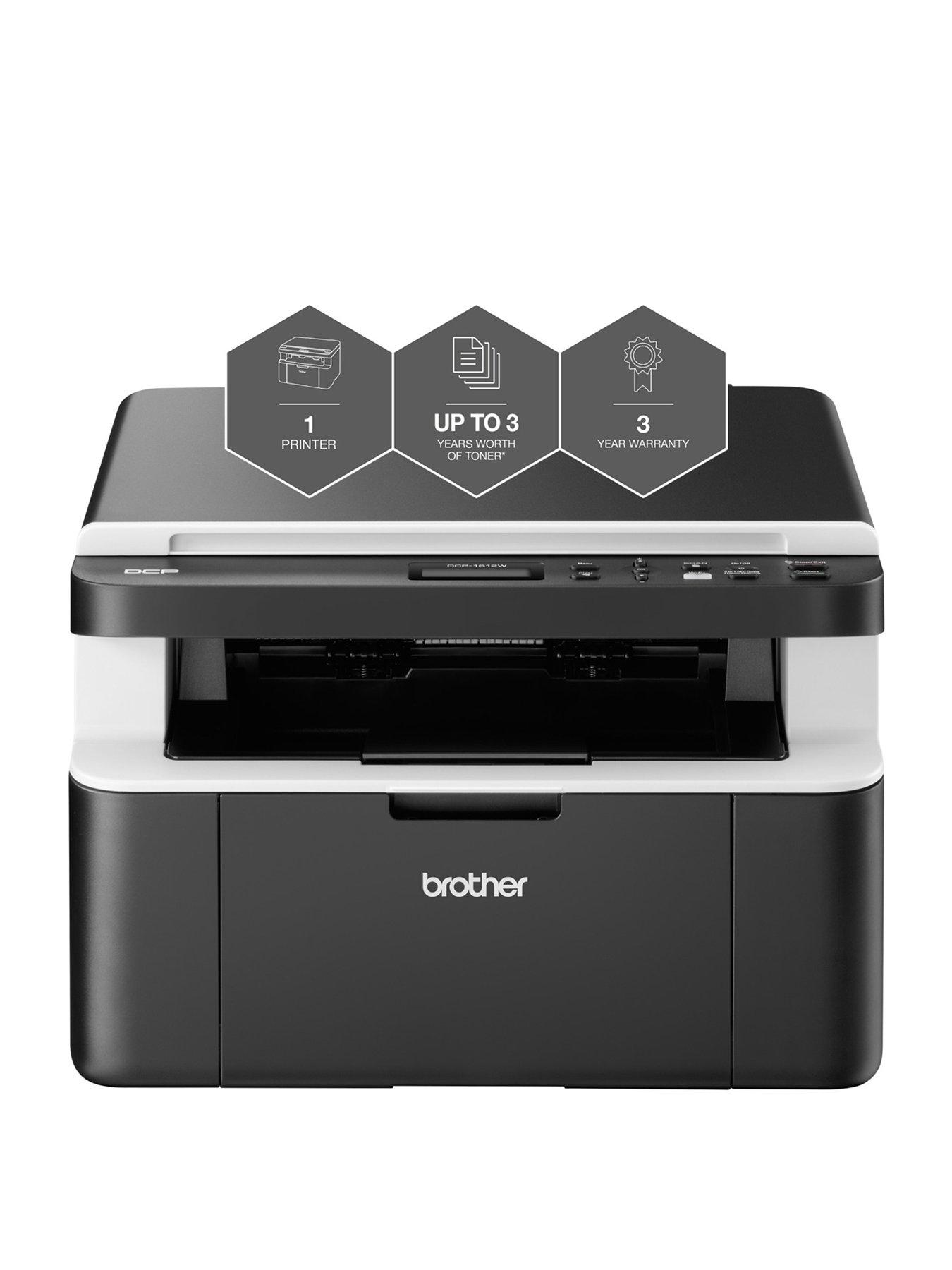 Brother Dcp-1612W All In Box Bundle - Compact, Wireless, Mono Laser A4 Printer/Scanner/Copier, With 3-Year Warranty, Up To 3 Years' Worth Of Printing