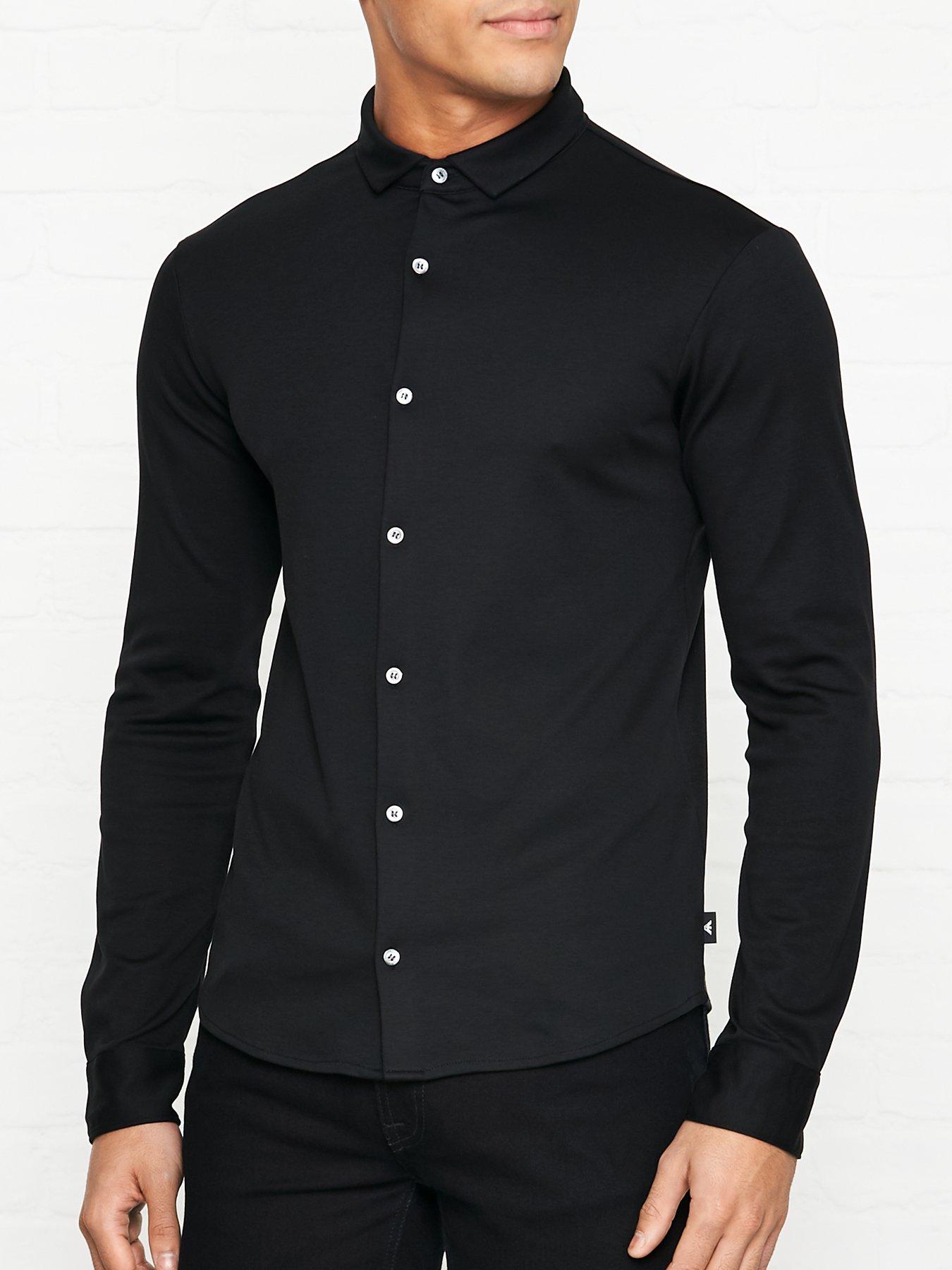 armani black shirt slim fit