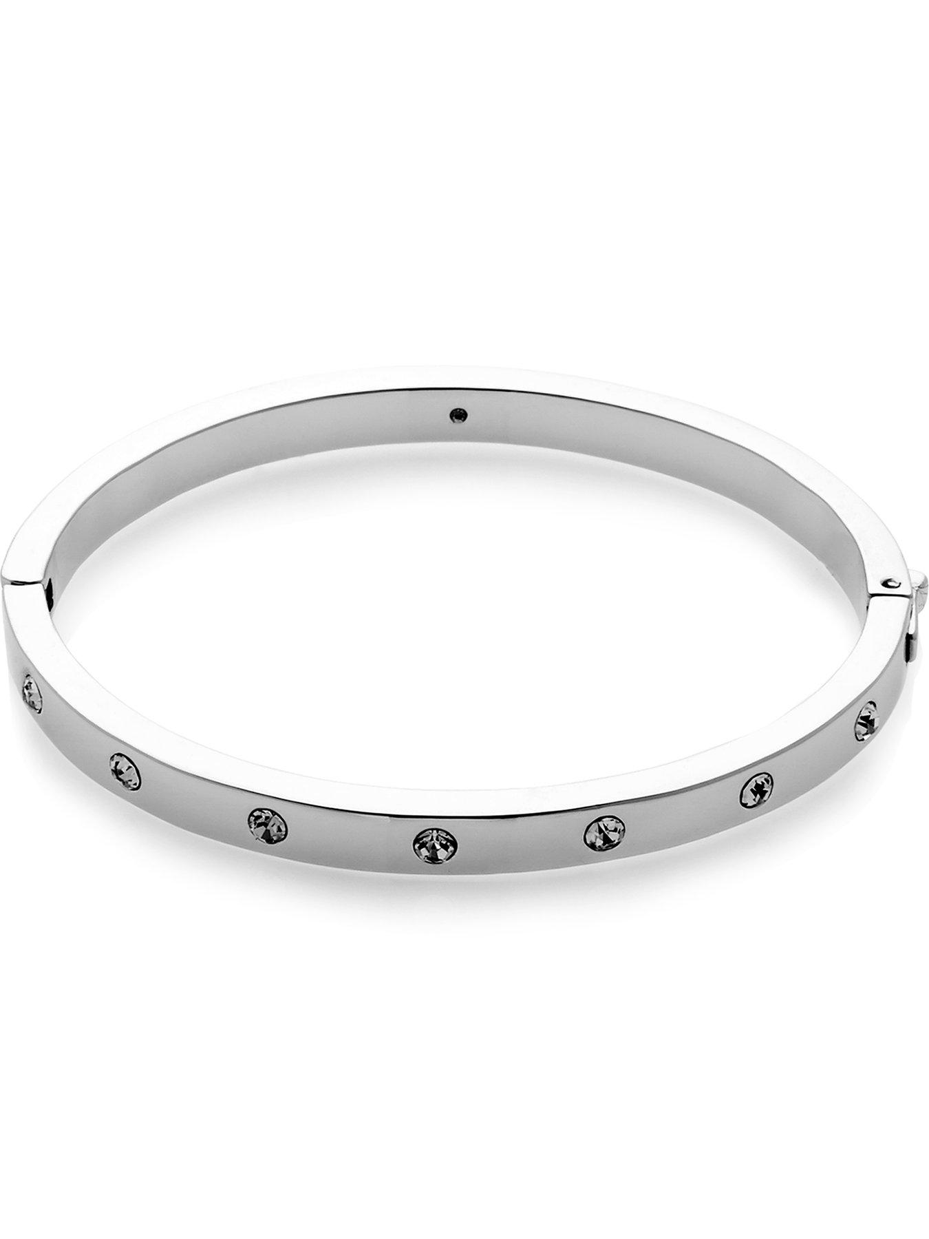 Kate spade set in stone hinged bangle on sale silver