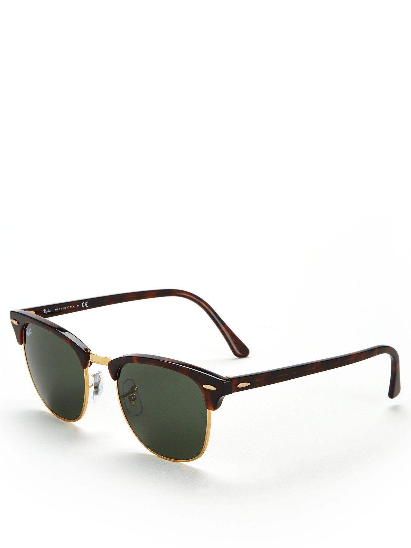 Image 1 of 4 of Ray-Ban Clubmaster Square Sunglasses Mock Tortoise On Arista Frame With G-15 Green Lens