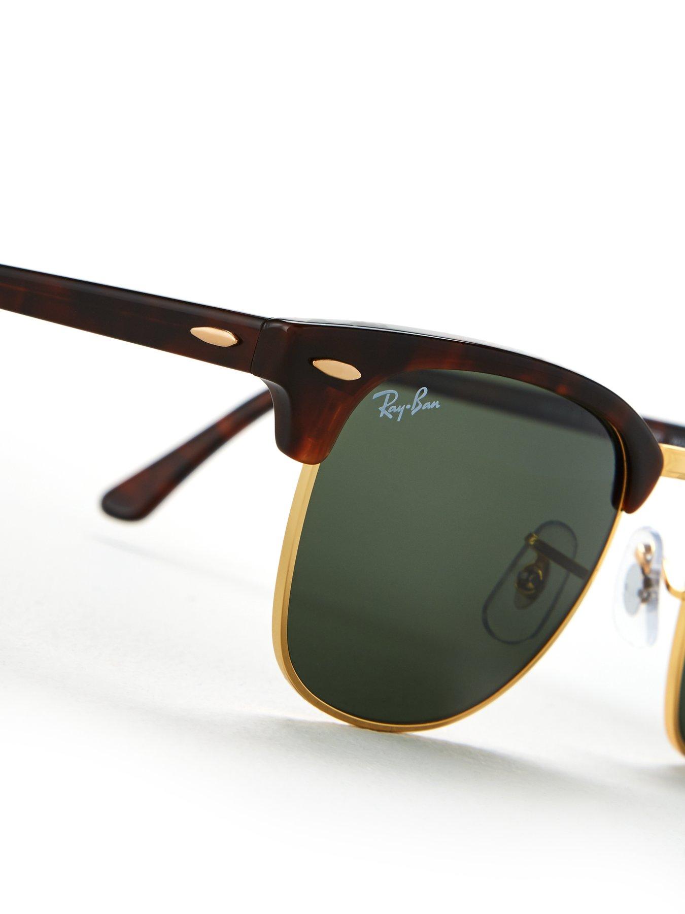 Image 2 of 4 of Ray-Ban Clubmaster Square Sunglasses Mock Tortoise On Arista Frame With G-15 Green Lens
