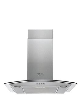 Product photograph of Hotpoint Phgc7 4flmx 70cm Curved Glass Cooker Hood - Stainless Steel from very.co.uk
