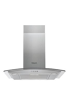 Product photograph of Hotpoint Phgc6 4flmx 60cm Curved Glass Cooker Hood - Stainless Steel from very.co.uk