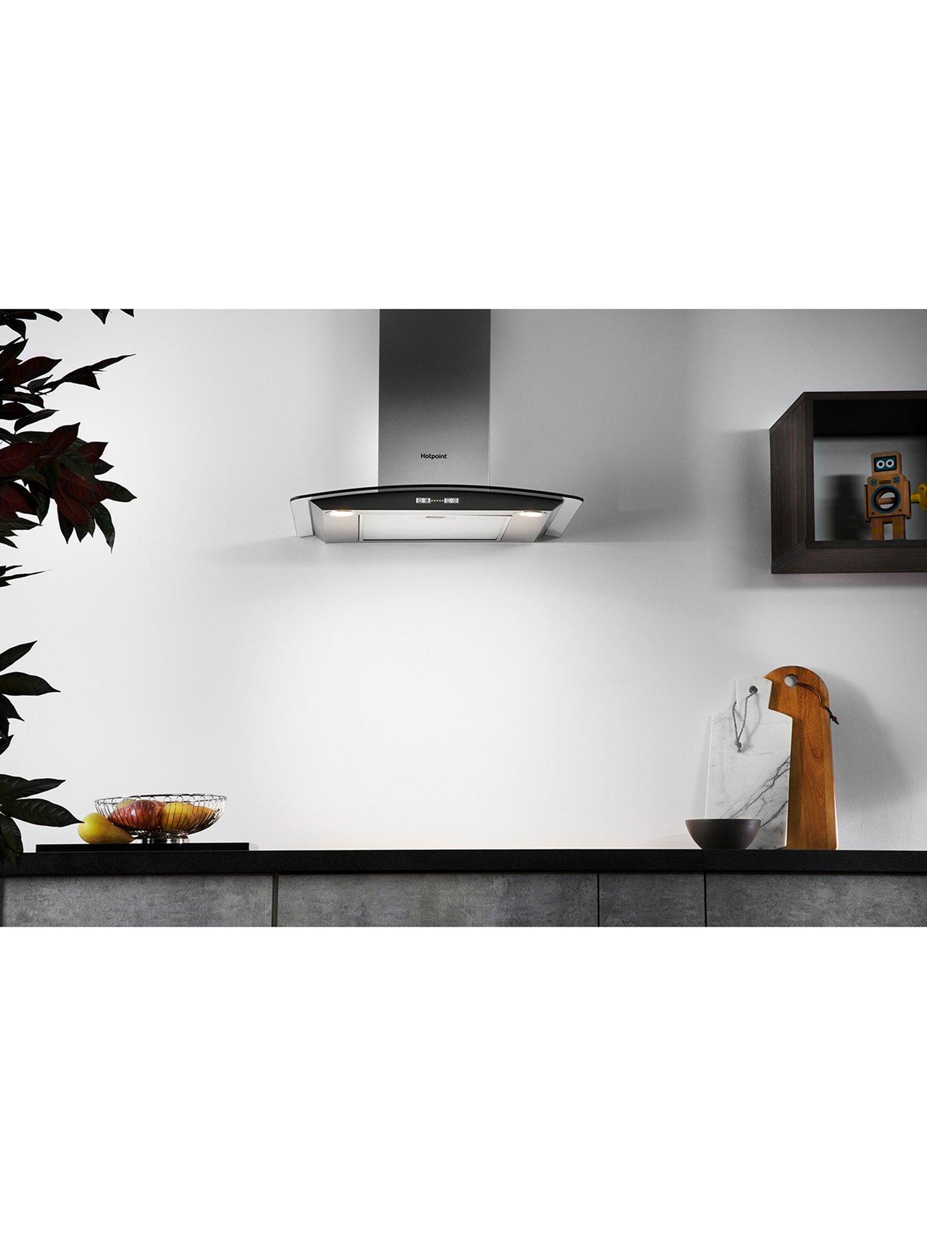 Image 2 of 5 of Hotpoint PHGC6.4FLMX 60cm Curved Glass Cooker Hood - Stainless Steel