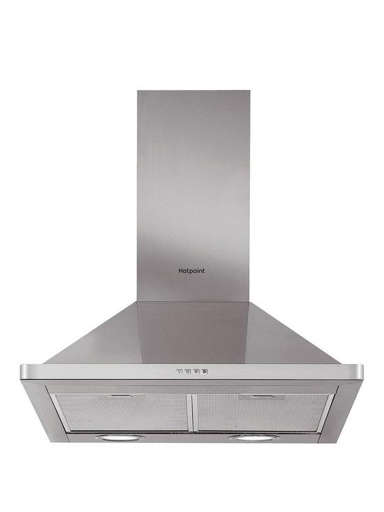 front image of hotpoint-phpn65flmx-60cmnbspwide-pyramid-cooker-hood-stainless-steel