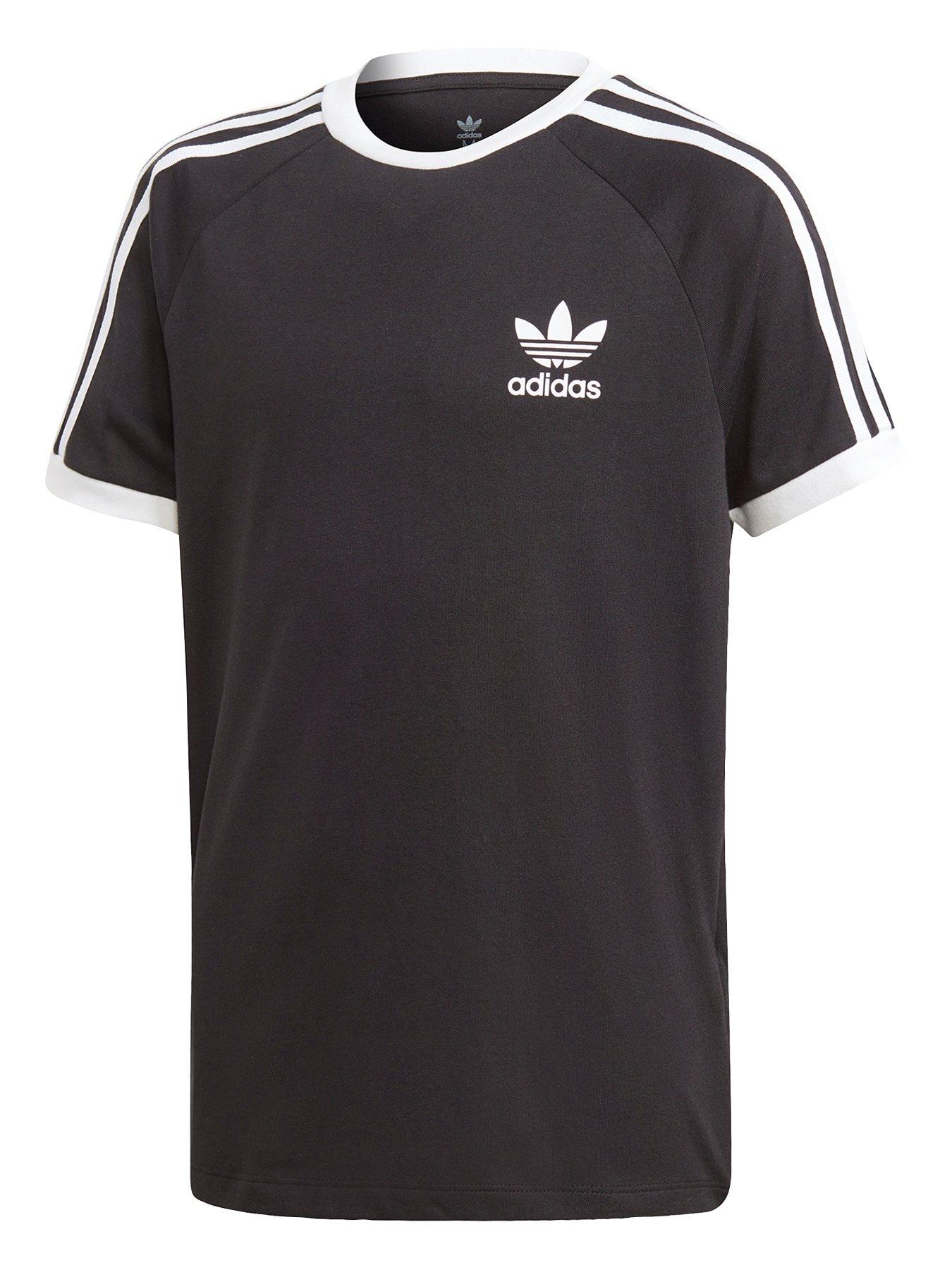 adidas Originals Boys 3 Stripe Short Sleeve T-Shirt - Black | very.co.uk