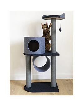 Product photograph of Rosewood Felt Cat Double Tower - Charcoal from very.co.uk