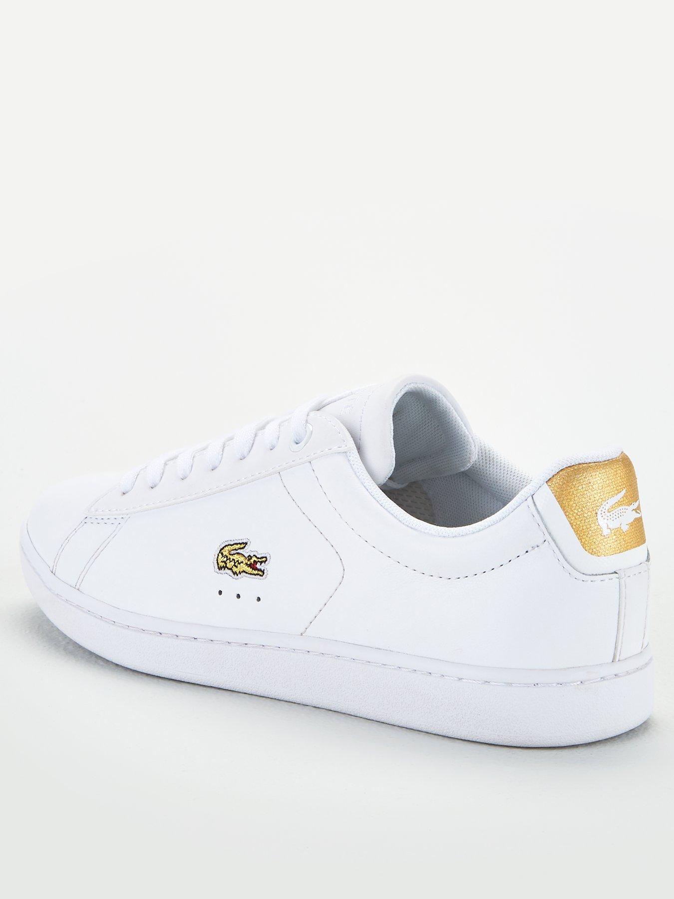 lacoste shoes white and gold