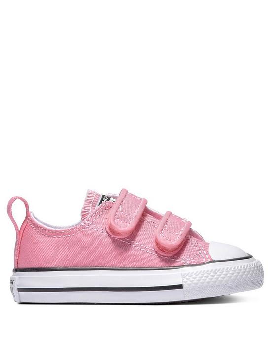 front image of converse-infant-girls-2v-canvas-ox-trainers-trainers-pink
