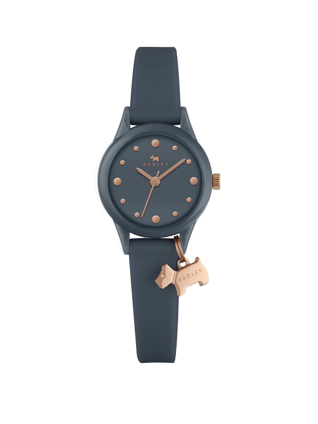 Watch It Navy and Rose Gold Dog Charm Dial Navy Silicone Strap Ladies Watch