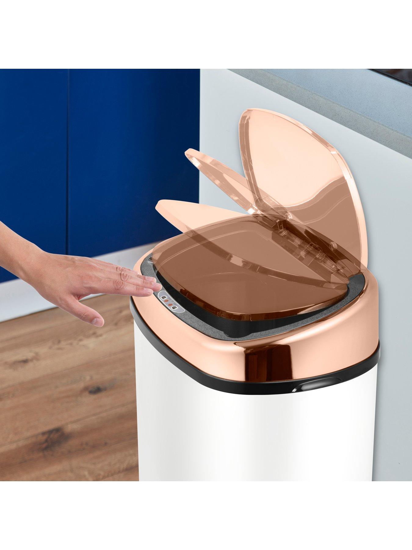 Tower Linear 58 Litre Square Sensor Bin In Rose Gold And White - tower linear 58 litre square sensor bin in !   rose gold and white free 20 pack of bin liners very co uk