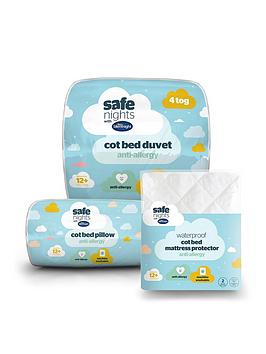Silentnight Safe Nights 3 Piece Cot Bed Bedding Bundle (Pillow, 4 Tog Duvet &Amp; Mattress Protector)