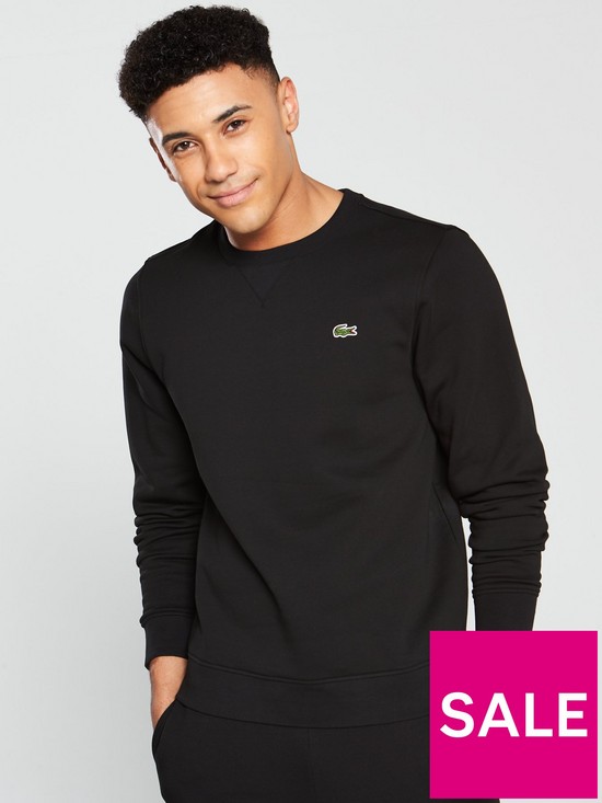 front image of lacoste-sweatshirt-black