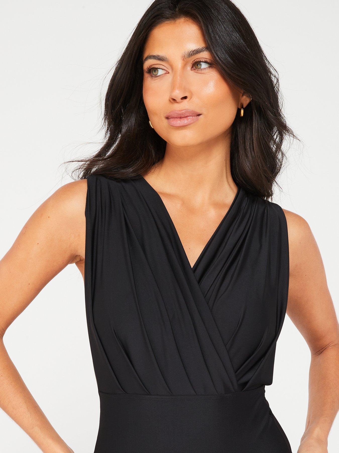 V by Very Shape Enhancing Draped Swimsuit - Black