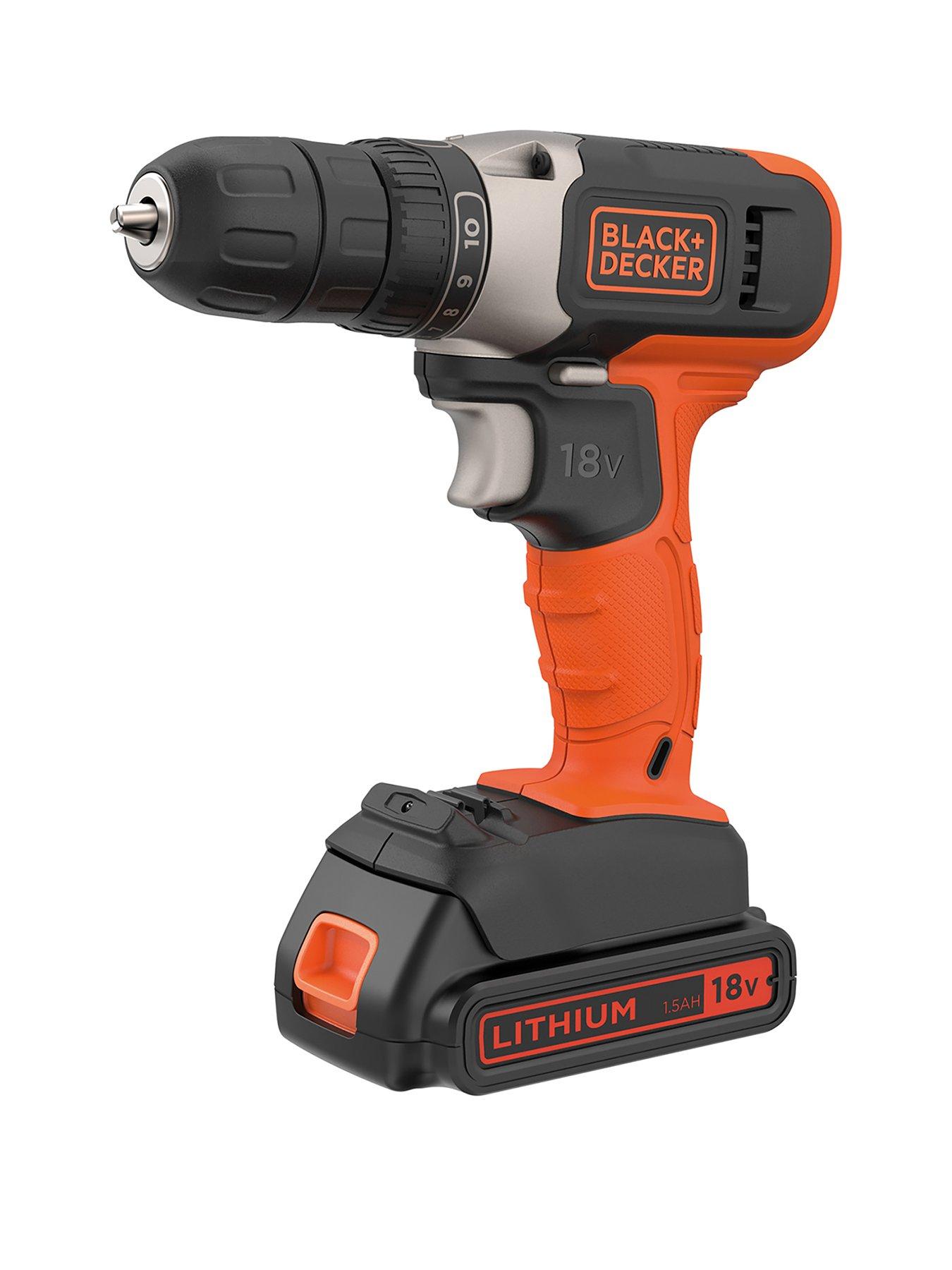 Product photograph of Black Decker 18v Lithium Ion Cordless Drill Driver from very.co.uk