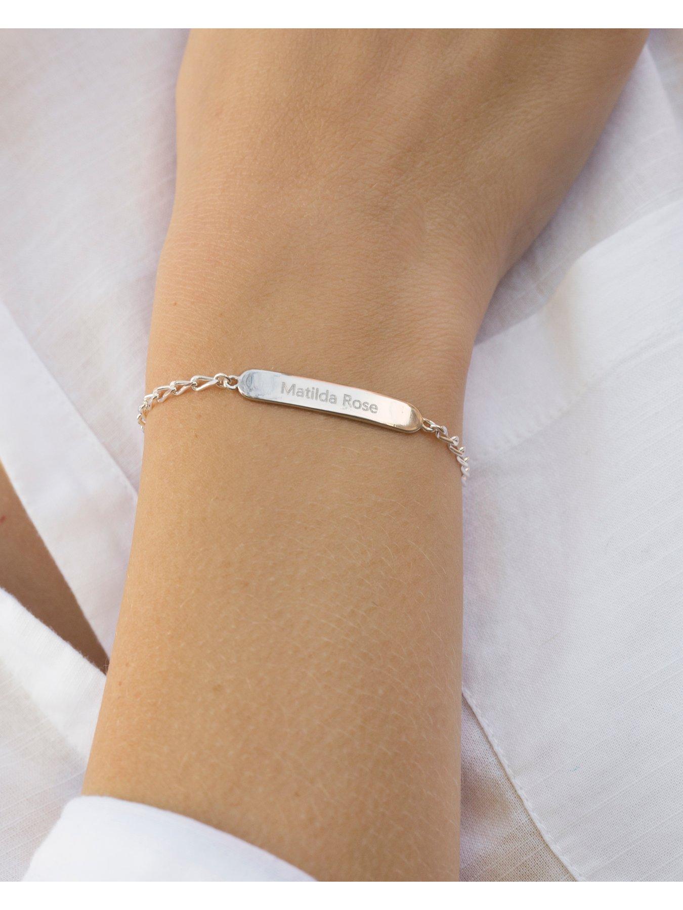 Women Personalised Sterling Silver Adjustable Toggle ID Bracelet