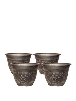 Product photograph of Set 4 Alhambra 8 Inch 20cm Gold Metallic Planters from very.co.uk