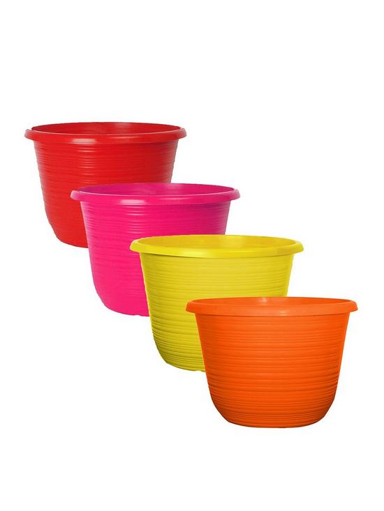 front image of set-of-4-bellagio-coloured-10-inch-planters