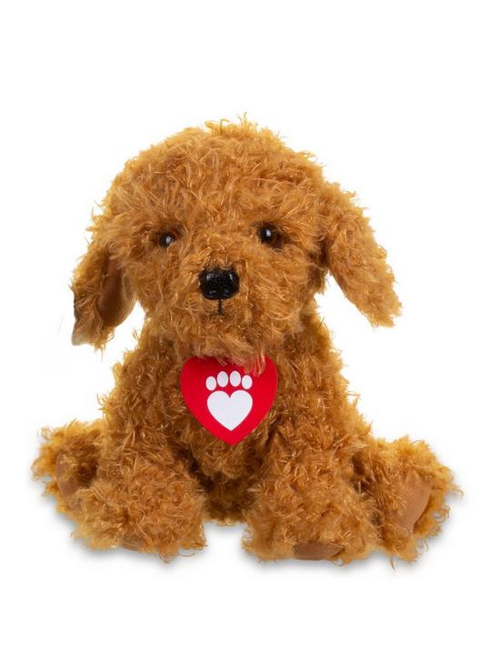 front image of waffle-the-wonderdog-soft-toy-with-sounds