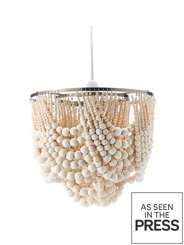 Miller Wooden Bead Easy Fit Ceiling Light Shade Very Co Uk - Easy Fit Ceiling Pendant