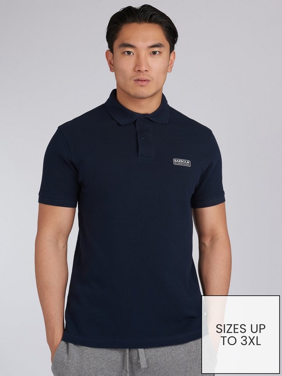 front image of barbour-international-essential-logo-polo-shirt-navy