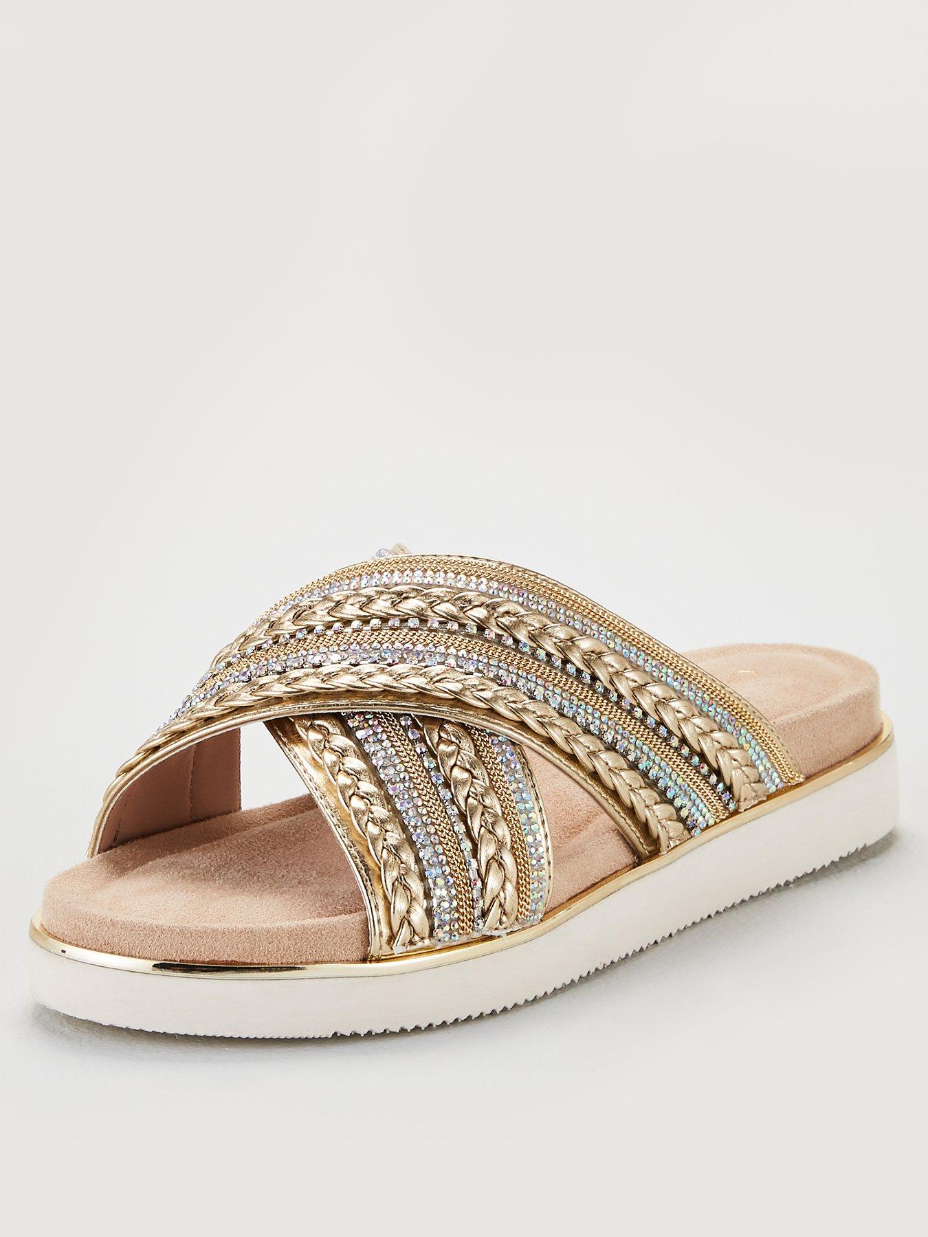 bling flat sandals uk