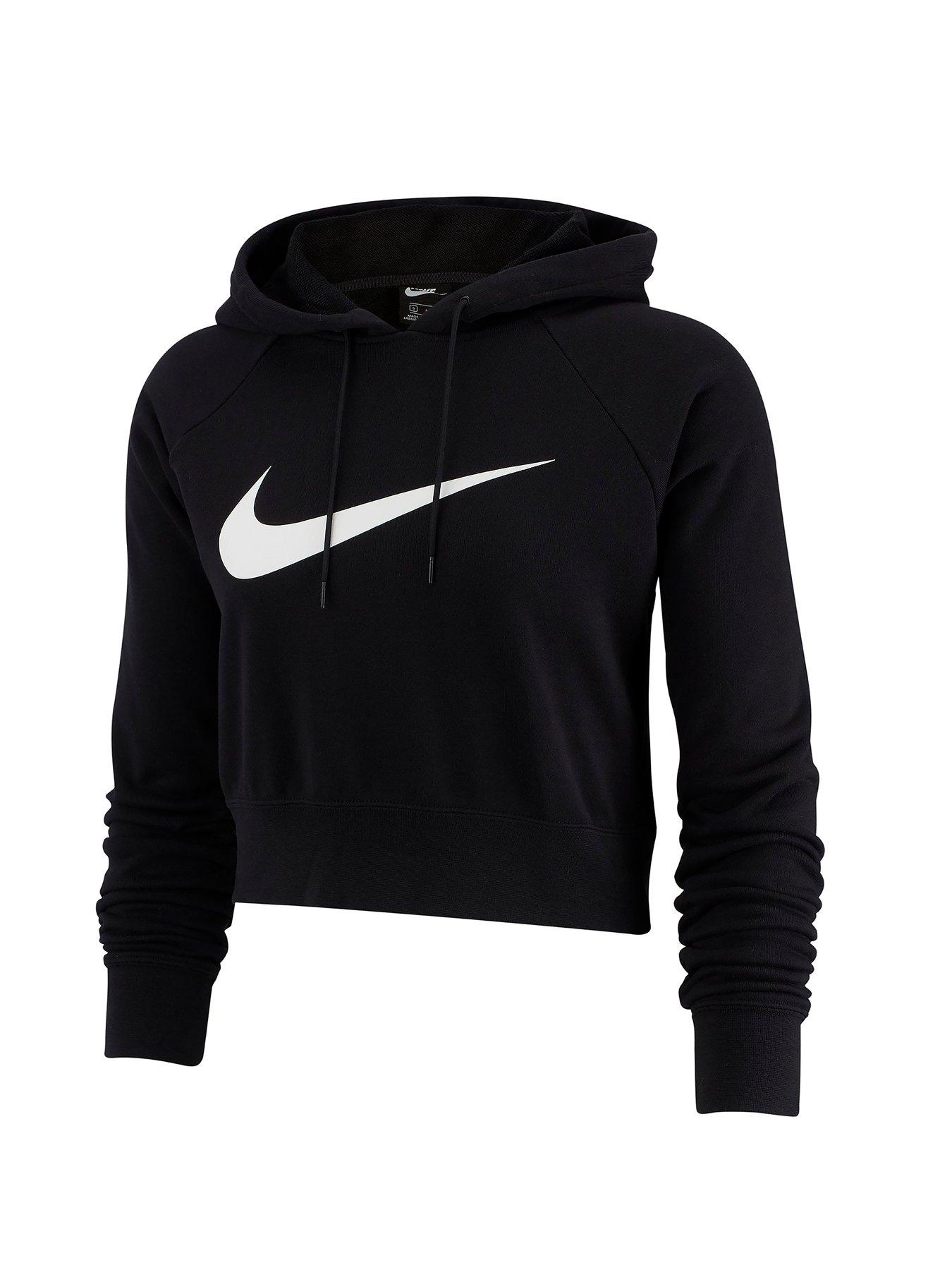 nike black swoosh cropped hoodie