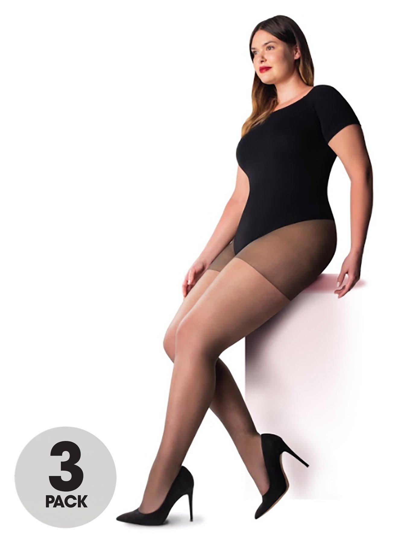 Pindot Sheer Plus Size Curvy Control Top Tights