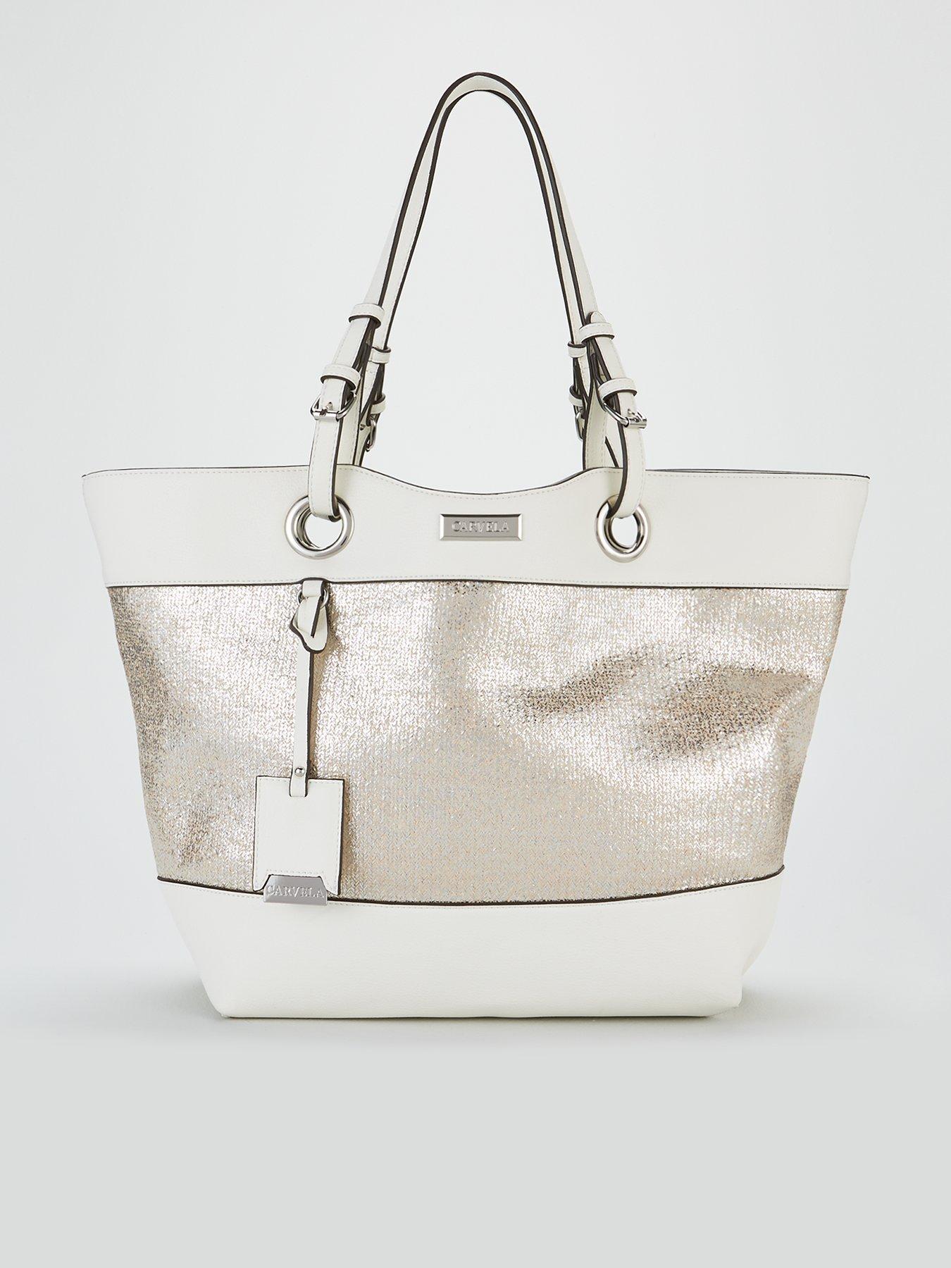 Carvela Lucinda Weaved Raffia Shopper Bag - Silver | 0
