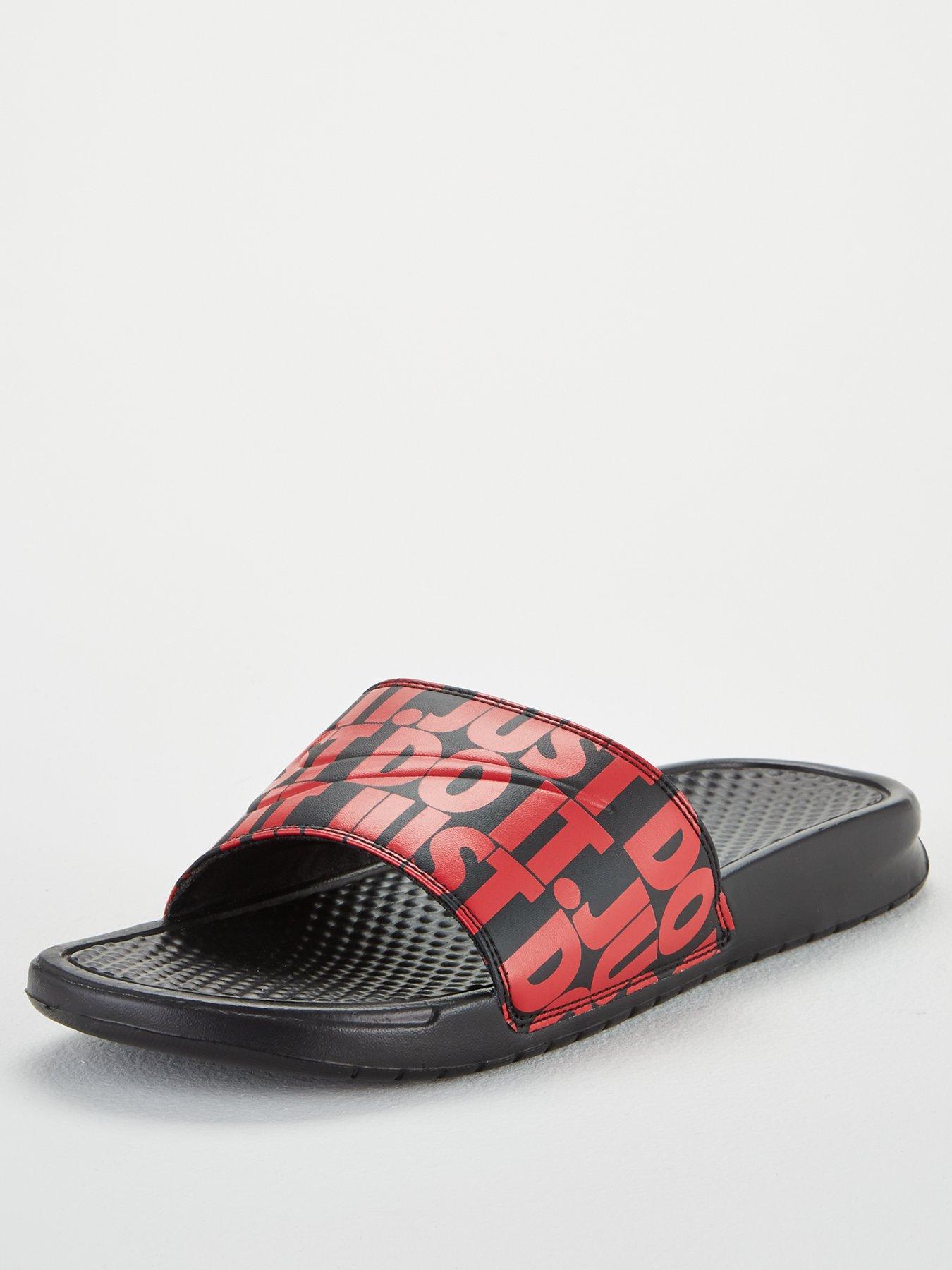 nike benassi black and red