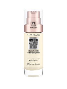 maybelline dream radiant liquid hydrating foundation with hyaluronic acid and collagen - lightweight, medium coverage up to 12 hour hydration