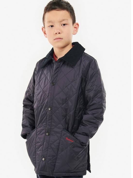 front image of barbour-boys-classic-liddesdale-quilt-jacket-navy