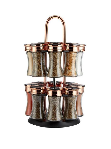 tower-rose-gold-and-black-rotating-spice-rack-and-16-jars-with-spices