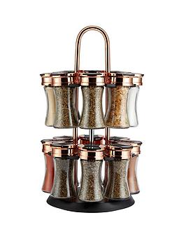 Product photograph of Tower Rose Gold And Black Rotating Spice Rack And 16 Jars With Spices from very.co.uk