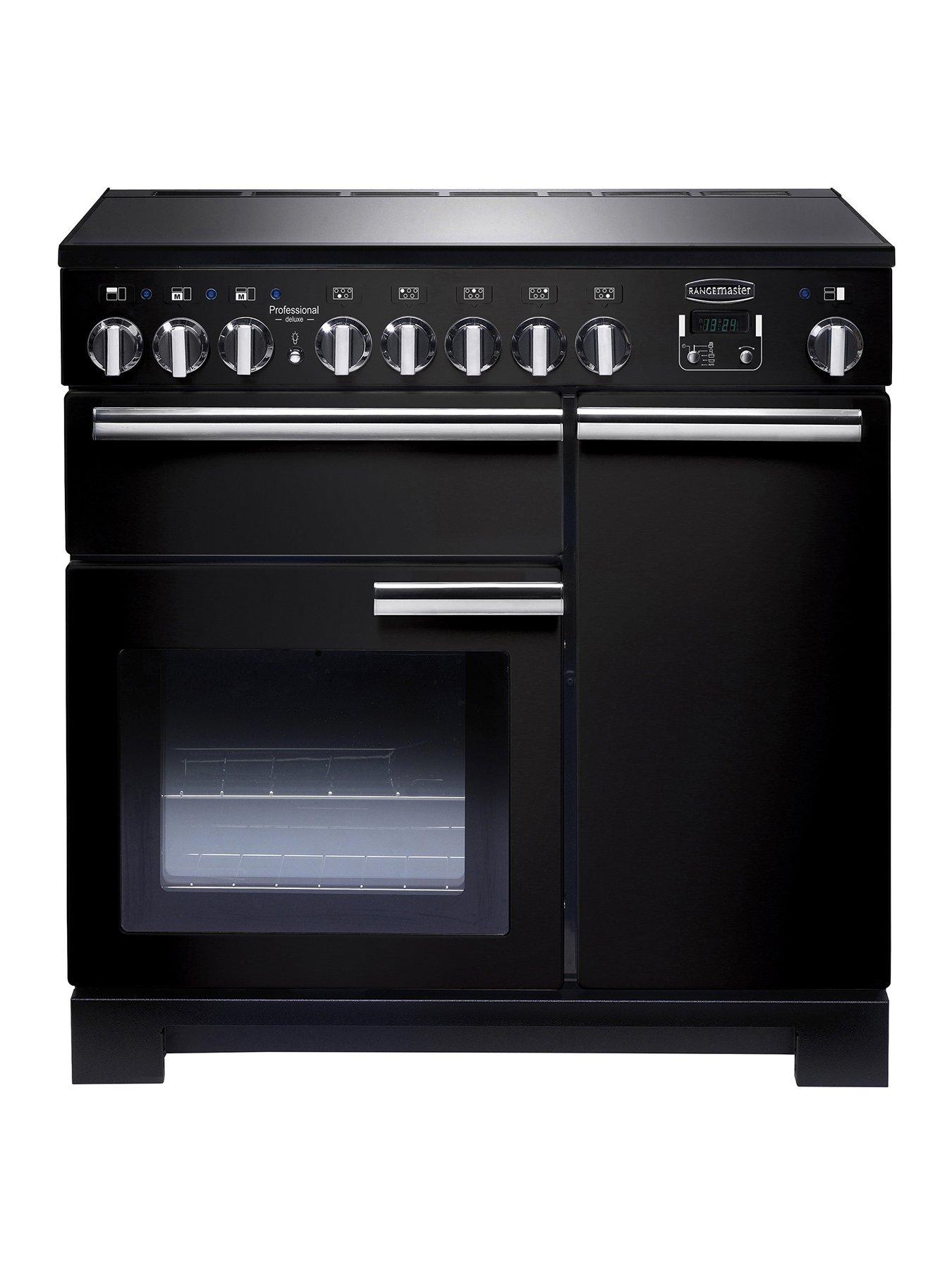 Rangemaster  Pdl90Eigb Professional Deluxe 90Cm Wide Electric Range Cooker With Induction Hob – Black