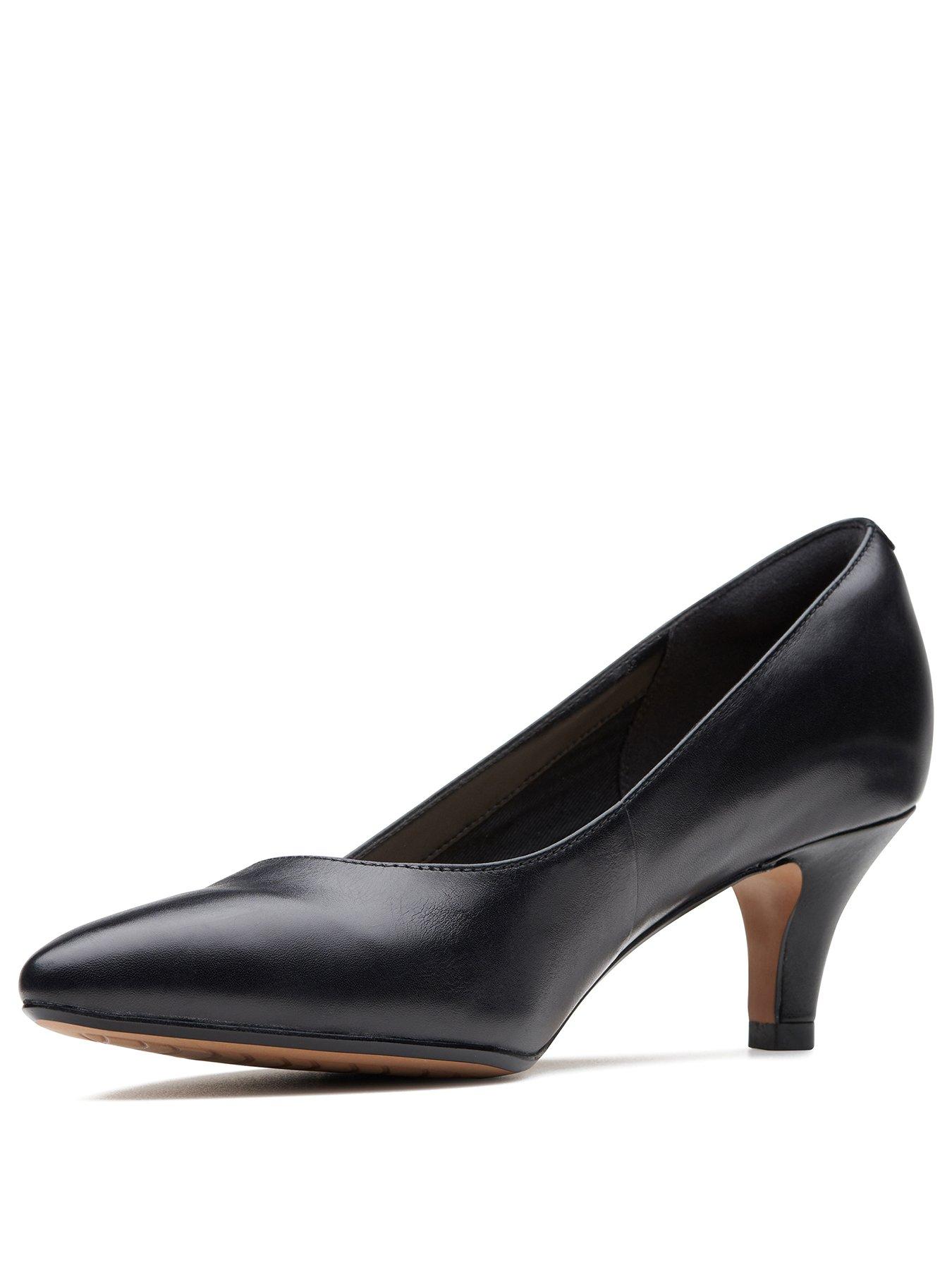 clarks black court shoes