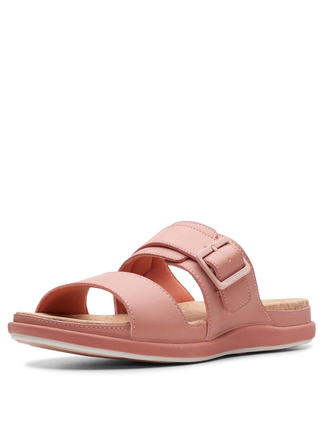 clarks women's cloudsteppers step june tide slide sandals