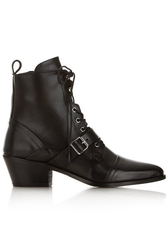 front image of allsaints-katy-pointed-toe-lace-up-ankle-boots-black