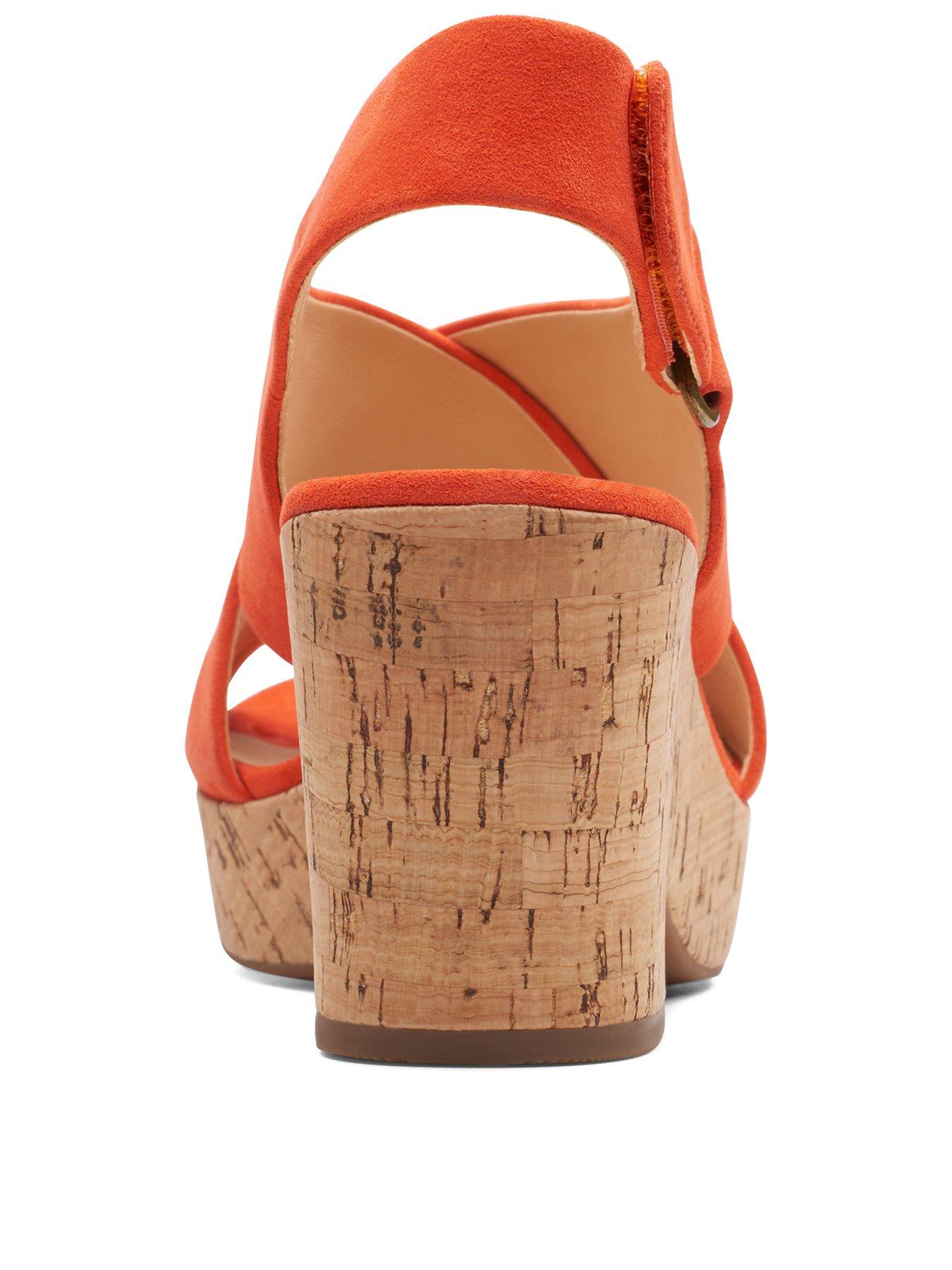 clarks orange wedges