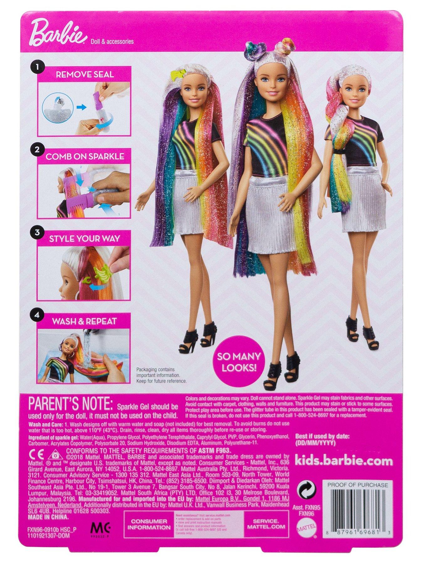 barbie rainbow hair doll instructions