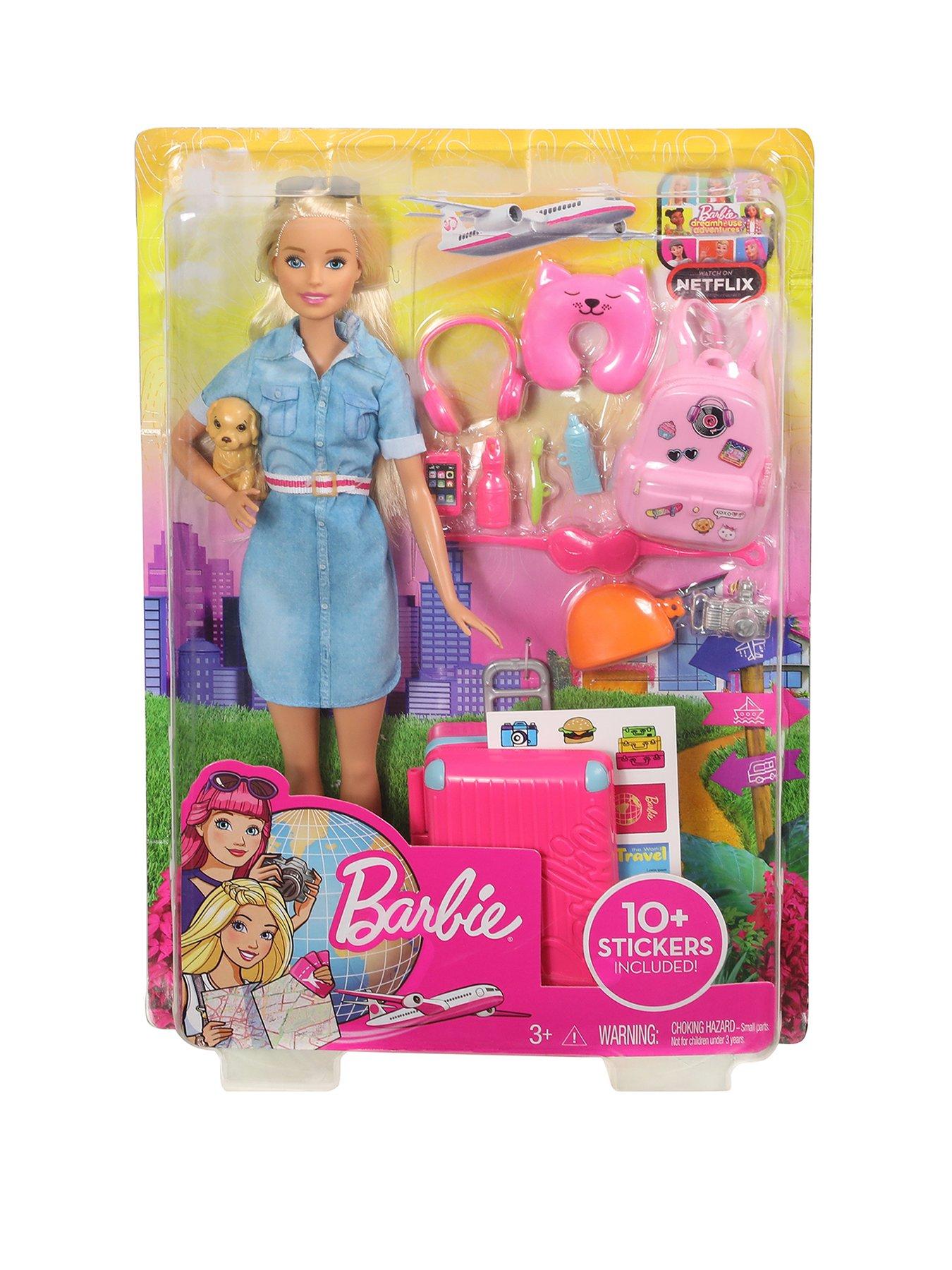 Barbie Doll Travel Set With Puppy And Accessories - barbie bitz roblox id code