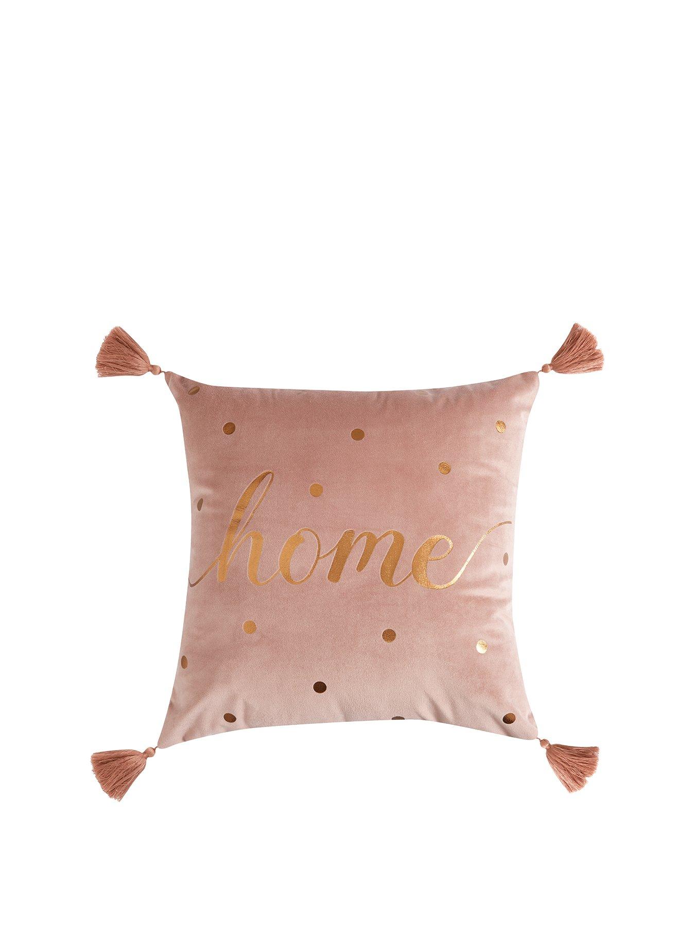 Product photograph of Velvet Home Tasselled Cushion from very.co.uk