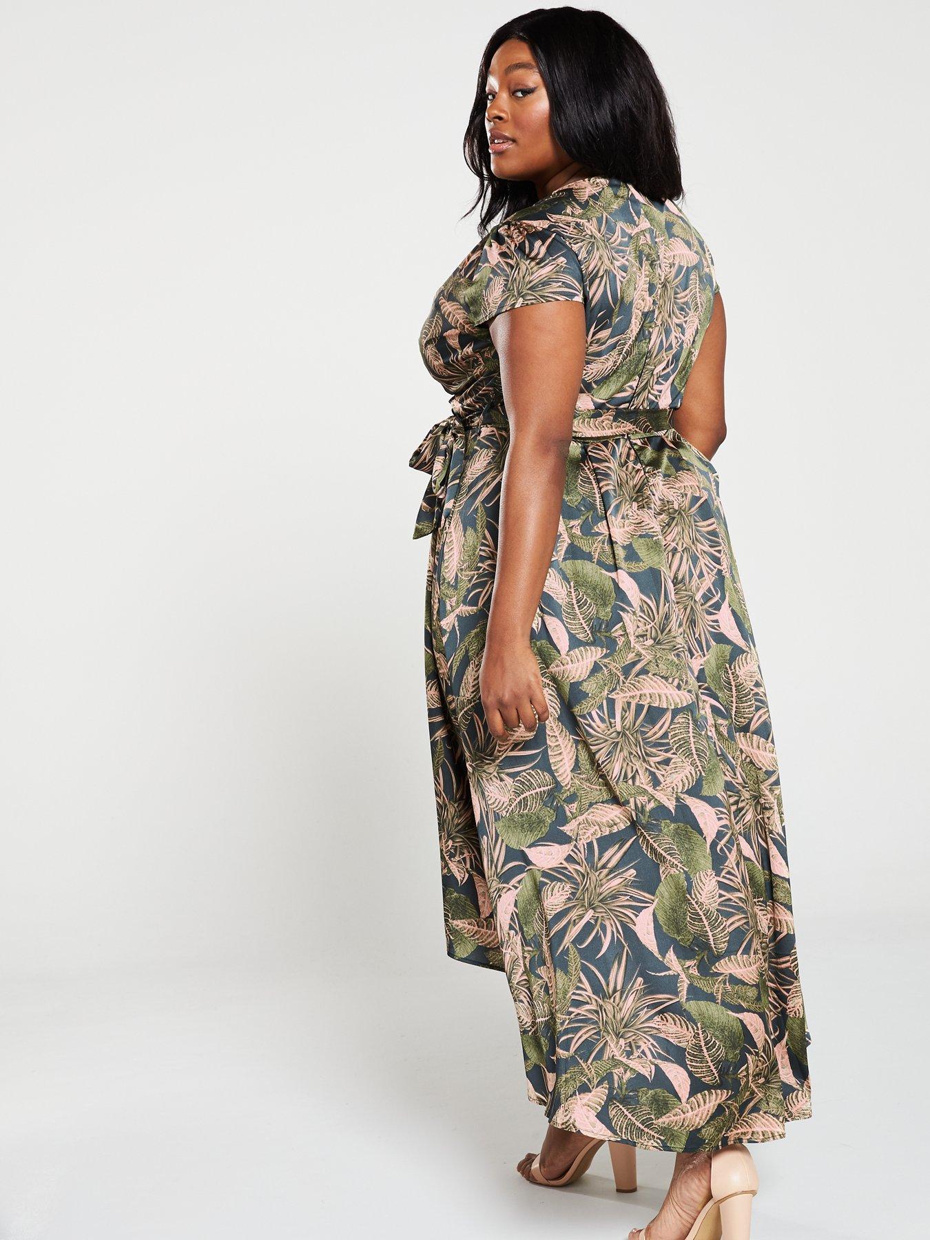 ax paris curve tropical wrap dress