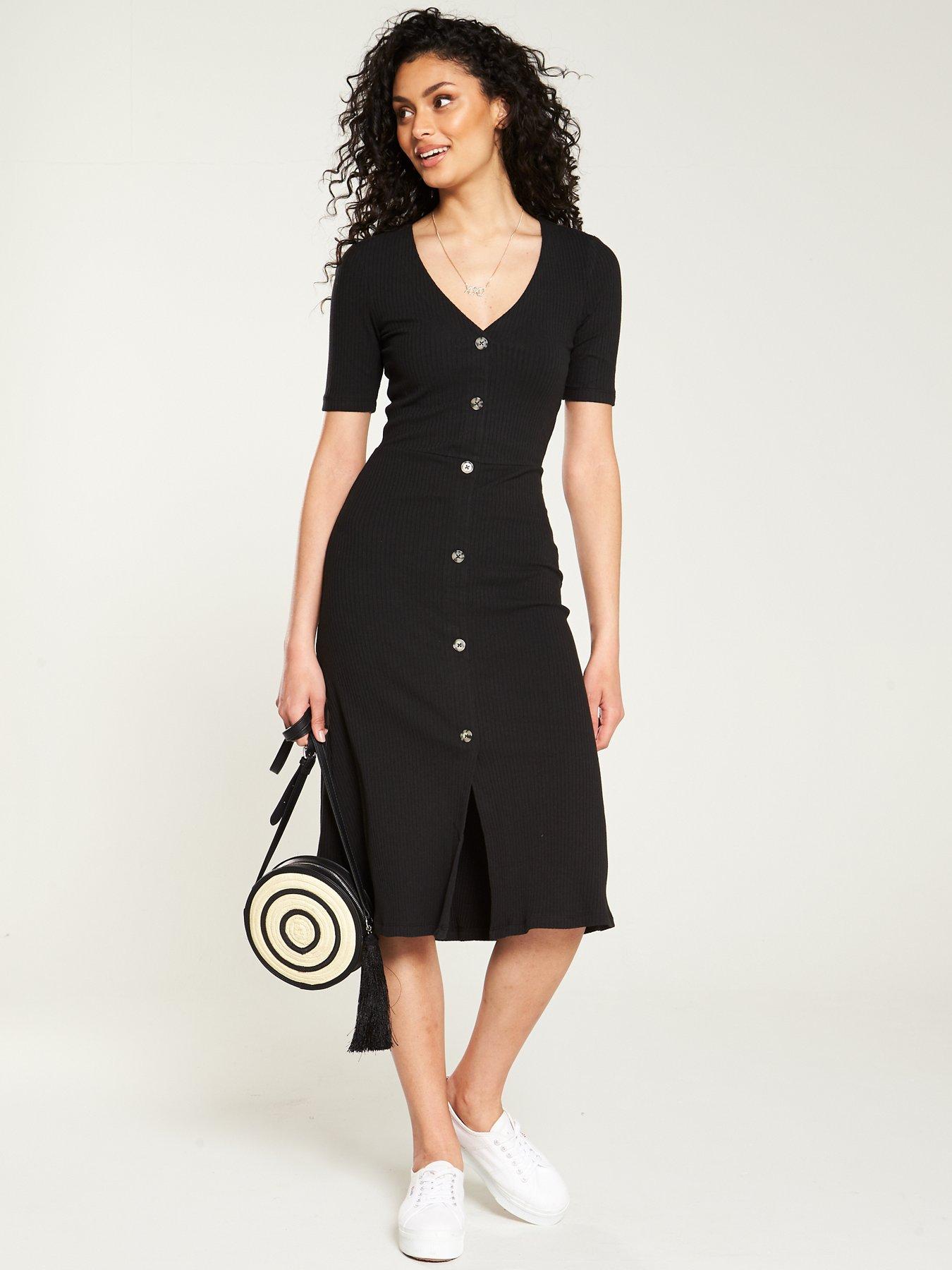 horn button midi dress