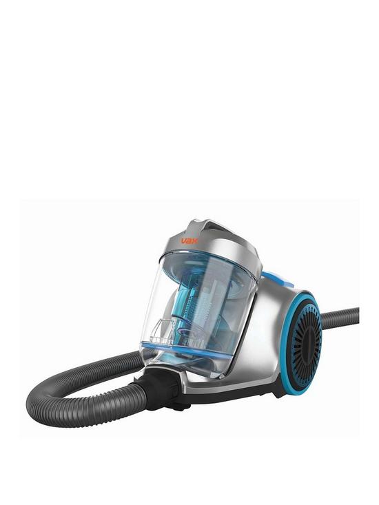 front image of vax-cvrav013-pick-up-pet-cylinder-vacuum-cleaner--blue-and-grey
