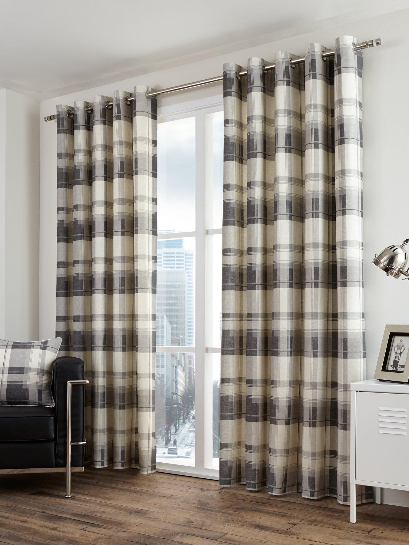 Fusion Balmoral Check Lined Eyelet Curtains