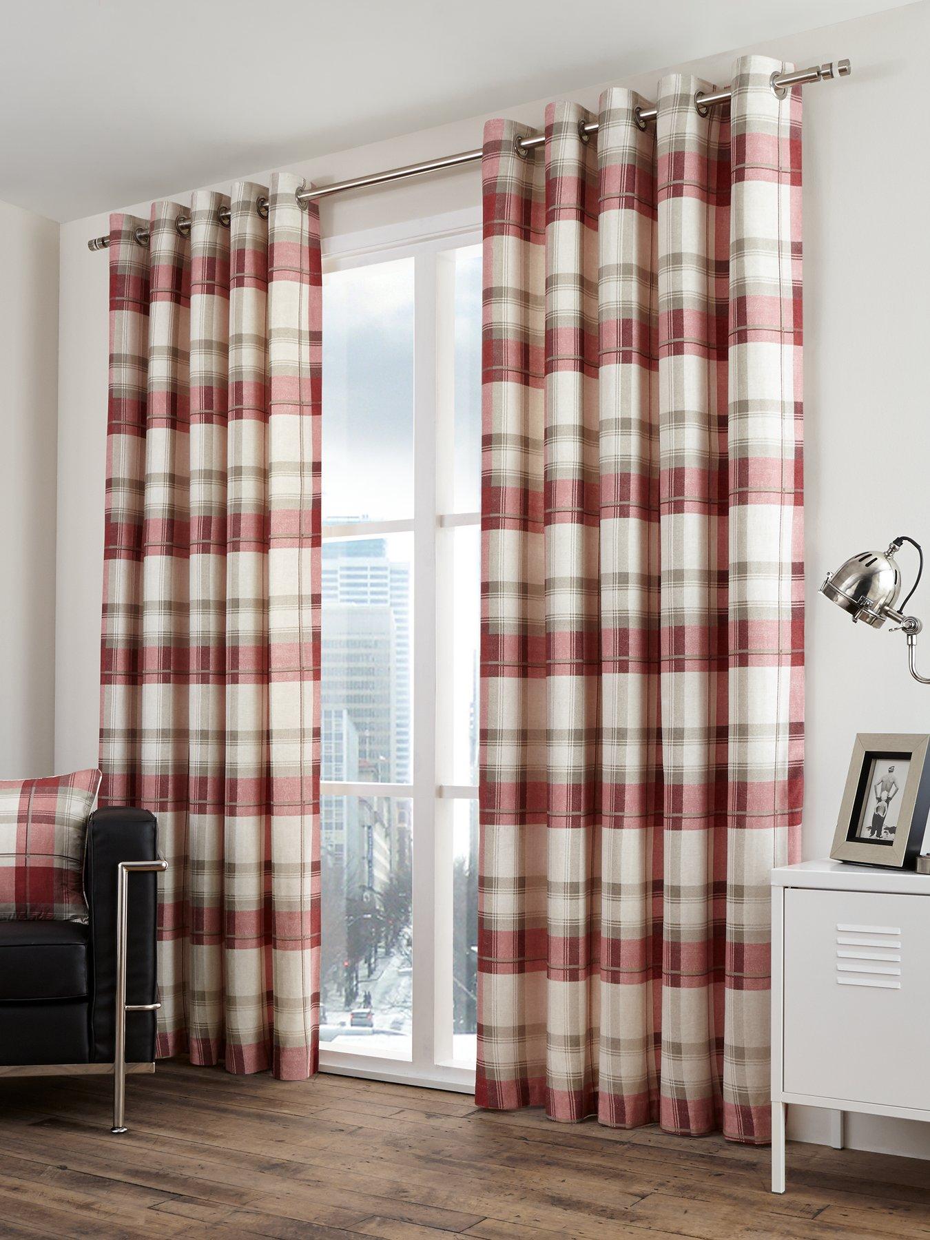 Fusion Balmoral Check Lined Eyelet Curtains