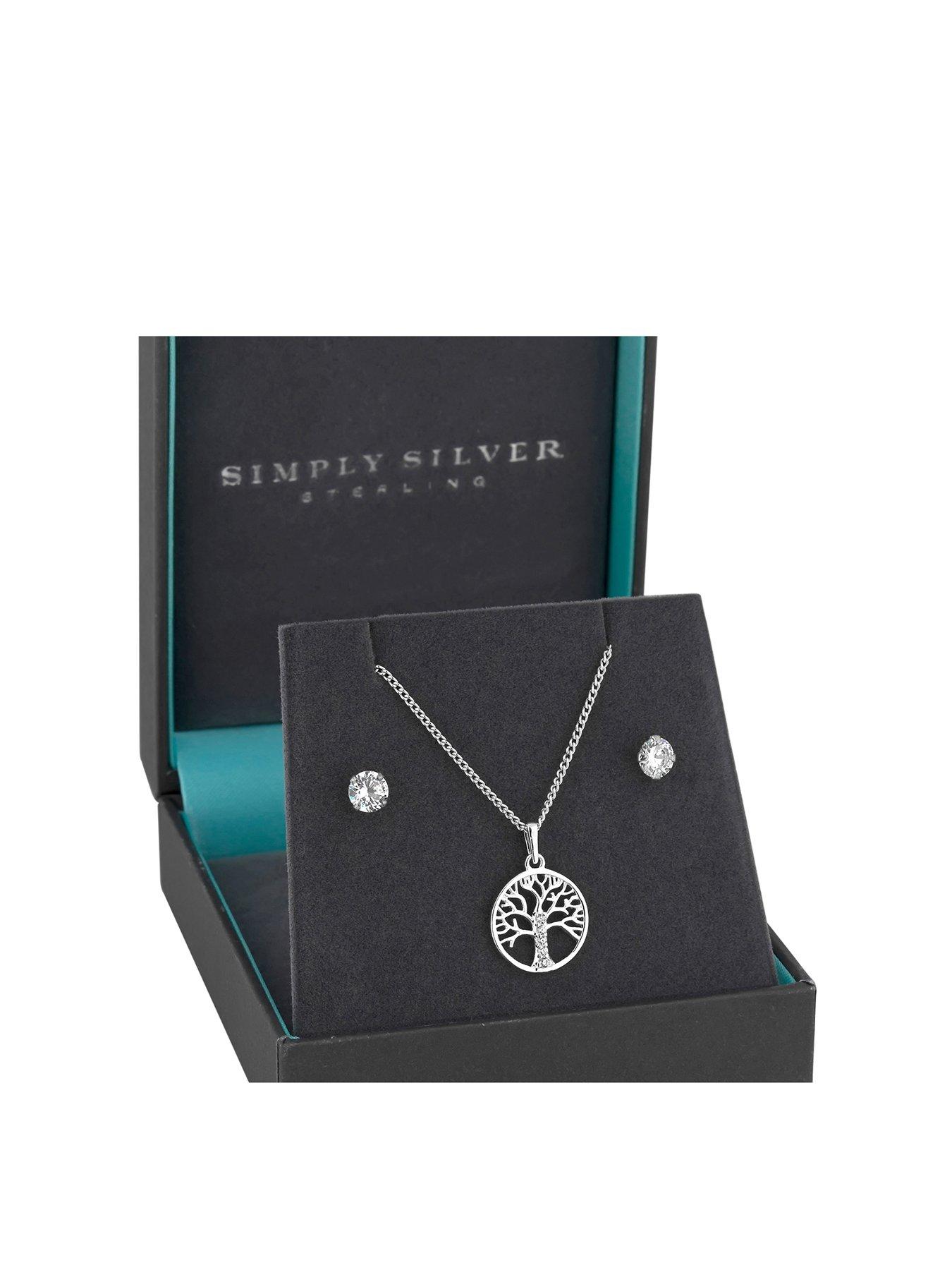 Product photograph of Simply Silver Gift Boxed Sterling Silver 925 Tree Of Life Jewellery Set from very.co.uk