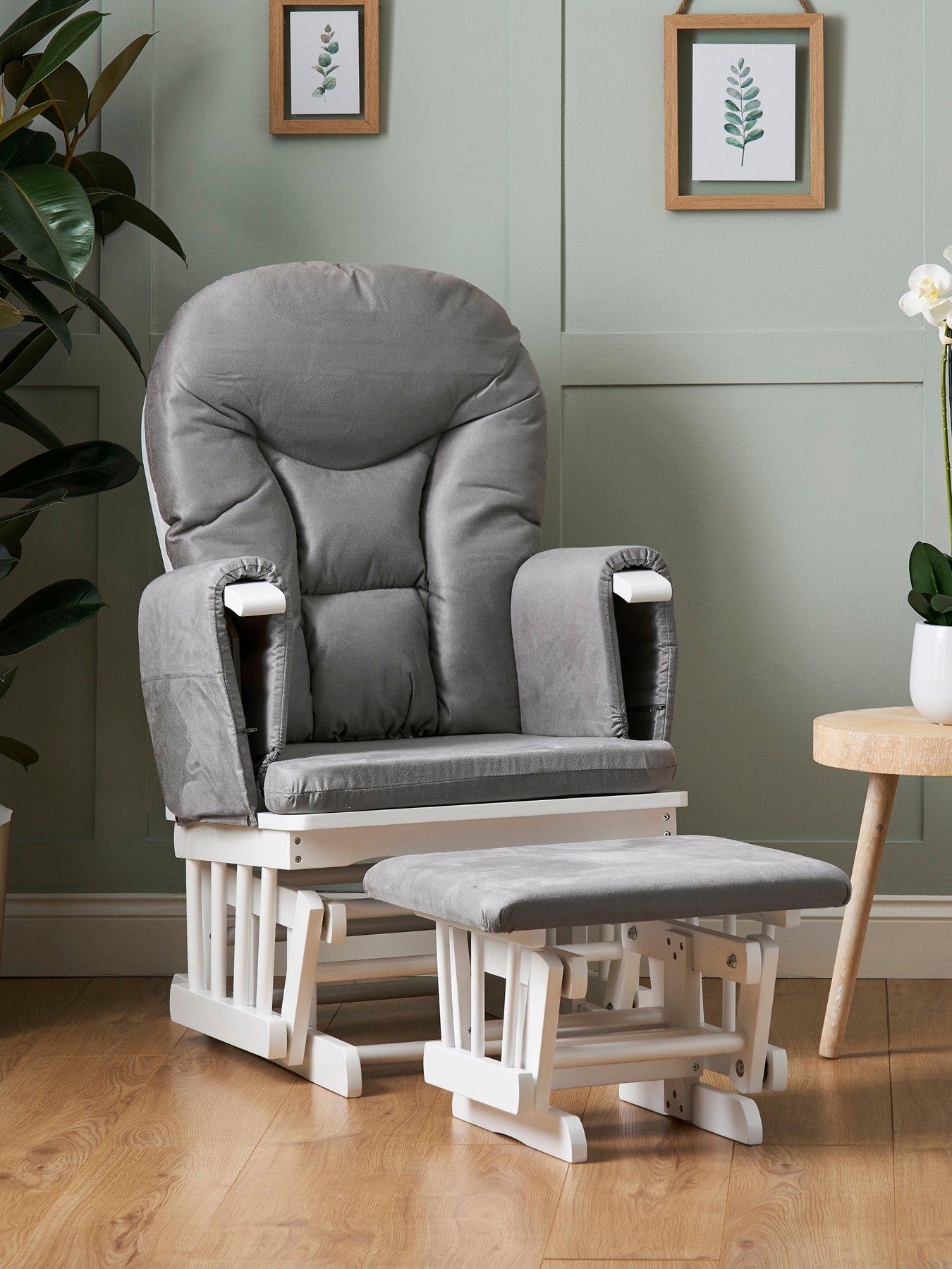 Product photograph of Obaby Recliner Nursery Chair Amp Stool - White Grey from very.co.uk